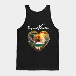 Tropical Valentine No. 1: Valentine's Day in Paradise on a Dark Background Tank Top